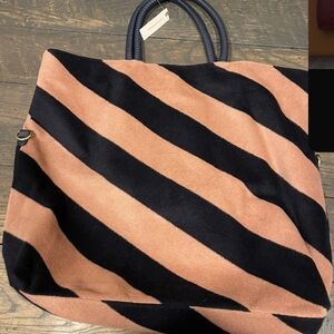 Anthropologie Black and Tan Striped Bag